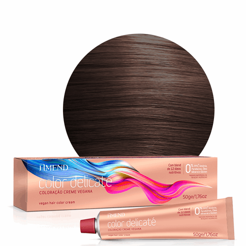 Coloracao-tintura-Creme-Vegana-6-7-Louro-Escuro-Marrom-Chocolate-Amend-Color-Delicate-50G